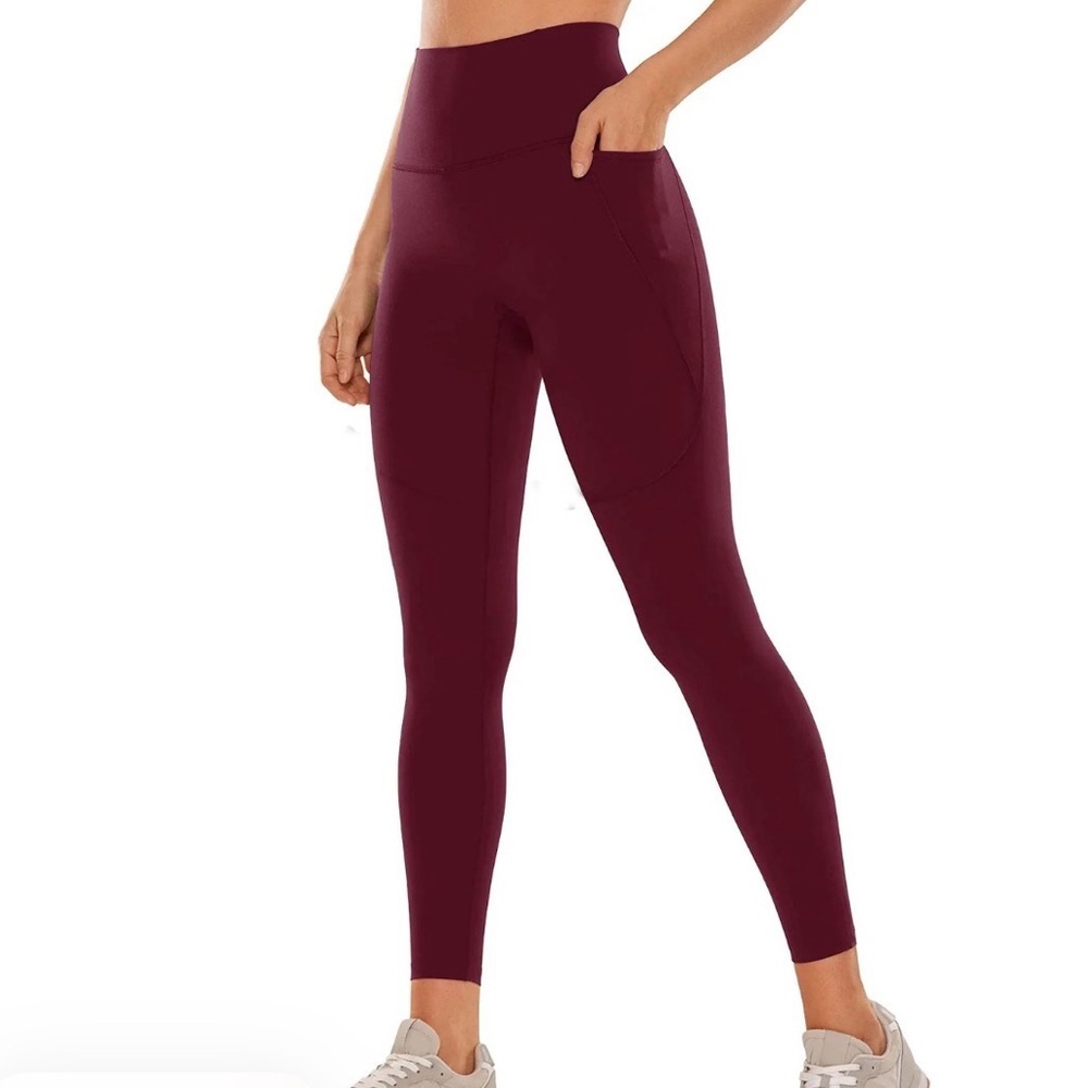 Tummy Control Burgundy High-Waisted Leggings